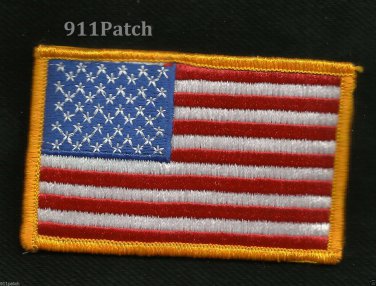 USA American Flag Orange Border Red White Blue Patriotic Patch