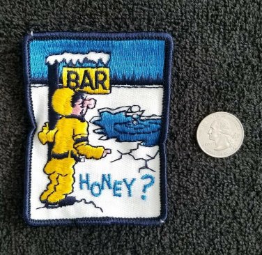 Vintage 1970s BAR HONEY? Snowmobile Racing Jacket patch NOS sew on