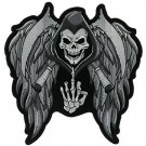 DEATH SKULL REAPER FU Motorcycle Jacket Biker Vest MC CLub LARGE Back Patch