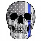 POLICE FLAG BLUE LINE SKULL Motorcycle Jacket Biker Vest LARGE Back Patch