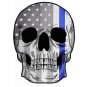 POLICE FLAG BLUE LINE SKULL Motorcycle Jacket Biker Vest LARGE Back Patch