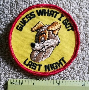 Vintage 70s GUESS WHAT I GOT LAST NIGHT Humor Motorcycle OUTLAW Biker Patch