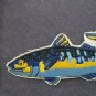 VINTAGE Blue Rainbow Trout Fish Fishing Embroidered Iron On COLLECTORS PATCH