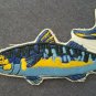 VINTAGE Blue Rainbow Trout Fish Fishing Embroidered Iron On COLLECTORS PATCH