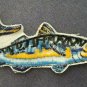 VINTAGE Blue Rainbow Trout Fish Fishing Embroidered Iron On COLLECTORS PATCH