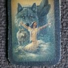 Ladies Native American Indian PRINCESS & Wolf prayer ALL Leather sew on patch Ladies Native American Indian PRINCESS & Wolf prayer ALL Leather sew on patch