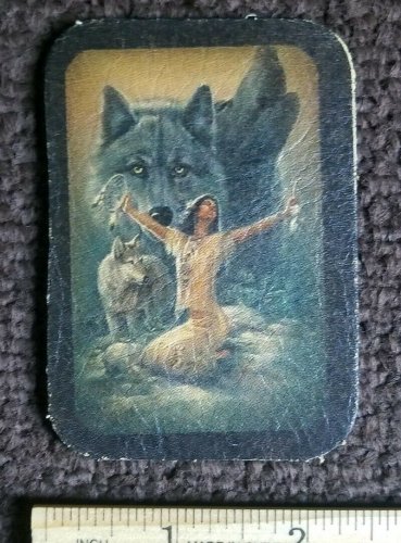 Ladies Native American Indian PRINCESS  & Wolf prayer ALL Leather sew on patch
