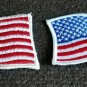 PAIR OF 2 WAVY American Flag Red White Blue USA Biker Military Motorcycle Patch