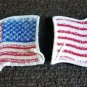 PAIR OF 2 WAVY American Flag Red White Blue USA Biker Military Motorcycle Patch