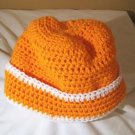Custom Handmade Crocheted Hat Beanie Orange/White