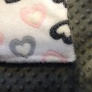 Gray minky pink hearts baby blanket