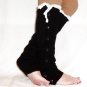Black Slouchy Button Down Leg Warmers w/Ivory Knit Lace