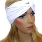 White Boho Turban Headband Stretch Twist Knot Workout Headwrap