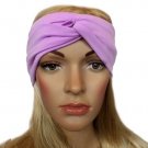 Lavender Boho Turban Headband Stretch Twist Knot Workout Headwrap