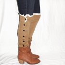 Caramel Slouchy Button Down Leg Warmers w/Ivory Knit Lace