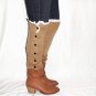 Caramel Slouchy Button Down Leg Warmers w/Ivory Knit Lace