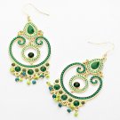 BEADED CLOUDY FAN DANGLE EARRINGS - GREEN