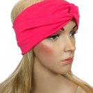Boho Turban Headband Hot Pink Stretch Twist Knot Workout Headwrap