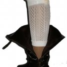 Ivory Button Crochet Lace Chevron Pattern Open Knit Boot Cuffs