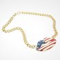 AMERICAN FLAG PRINTED LIPS PENDANT NECKLACE -  EARRING SET