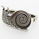 VINTAGE CRYSTAL SNAIL STRETCH DOUBLE RING - SILVER CLEAR