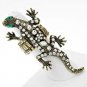 EMERALD EYE CRYSTAL GEKKO STRETCH RING - GOLD BURNISHED