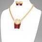 ENAMELED FRENCH FRIES PENDANT CURB CHAIN NECKLACE