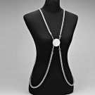 RHODIUM DISC EMBELLISHMENT WHEAT BODY CHAIN