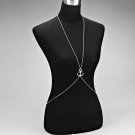 CRYSTAL PAVE ANCHOR PENDANT BODY CHAIN - SILVER / CLEAR