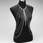 BEAD DANGLING BODY HARNESS BIKINI CHAIN NECKLACE - RHODIUM