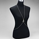 CRYSTAL PAVE ANCHOR PENDANT BODY CHAIN - GOLD / CLEAR