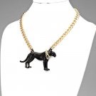 PHARAOH HOUND GOLD CURB CHAIN NECKLACE - BLACK