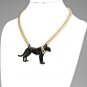 PHARAOH HOUND GOLD CURB CHAIN NECKLACE - BLACK