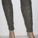 Light Grey Open-work Leg Warmers w/Antique Silver Metal Buttons