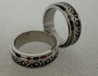Stainless Steel Spinning Flame Rings Size 10 Grade 316 Luck Ring