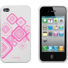 iPhone 4/4S Snap on-Pattern Silicone Case White/Pink By Luardi