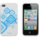 iPhone 4/4S Snap on-Pattern Silicone Case White/Blue By Luardi