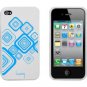 iPhone 4/4S Snap on-Pattern Silicone Case White/Blue By Luardi
