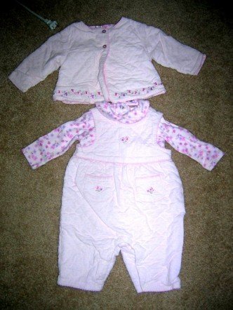 3pc pink quilted set 0-3 months