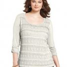 AGB Macy's Lace Ruffle Detail Top 3/4 Sleeve Plus Size Blouse Ivory NEW 1X