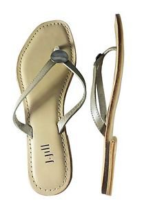 J Jill Hammered Silver Tone Disk Leather Flip Flop Black Brown Beige 6 7 8 9 NWT