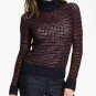 Authentic TORY BURCH S 4 6 Blue Maroon Carey Turtleneck Sweater Top Women NEW