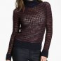 Authentic TORY BURCH S 4 6 Blue Maroon Carey Turtleneck Sweater Top Women NEW