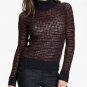 Authentic TORY BURCH S 4 6 Blue Maroon Carey Turtleneck Sweater Top Women NEW