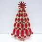 Red 3" Christmas Tree Brooch Pin Austrian Rhinestone Crystal Snowflake BR0012