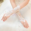 Floral Rhinestone Bridal Gloves Long Design Fingerless Gloves BG0007