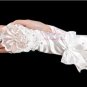 White Long Fingerless Ivory Satin Lace Rhinestone Bow Gloves BG0012