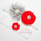 Bridal Garter Red Ballerina Chiffon Flower, Red Lilac Rhinestone toss Garter, Bridal Garter GTF0004R