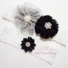 Black star Bridal Garter, Black Lilac Rhinestone toss Garter, Wedding Garter Set GTF0004BK