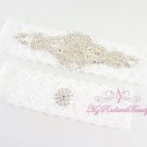 Small Circular Crystal Garter, Rhinestone Garter, Bridal Garter, Handmade Custom Garters GTA0025